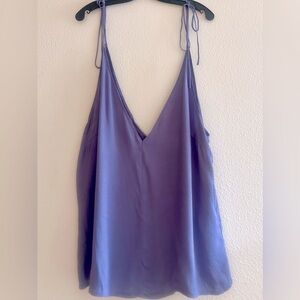 Reformation tie spaghetti straps lilac v neck plunge tank top/ camisole in XL